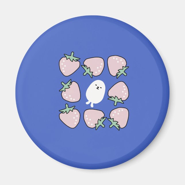 Capybara mit Erdbeeren Doodle Ästhetik Magnet (Vorne)