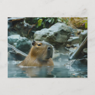 Capybara mit heißem Frühling Postkarte