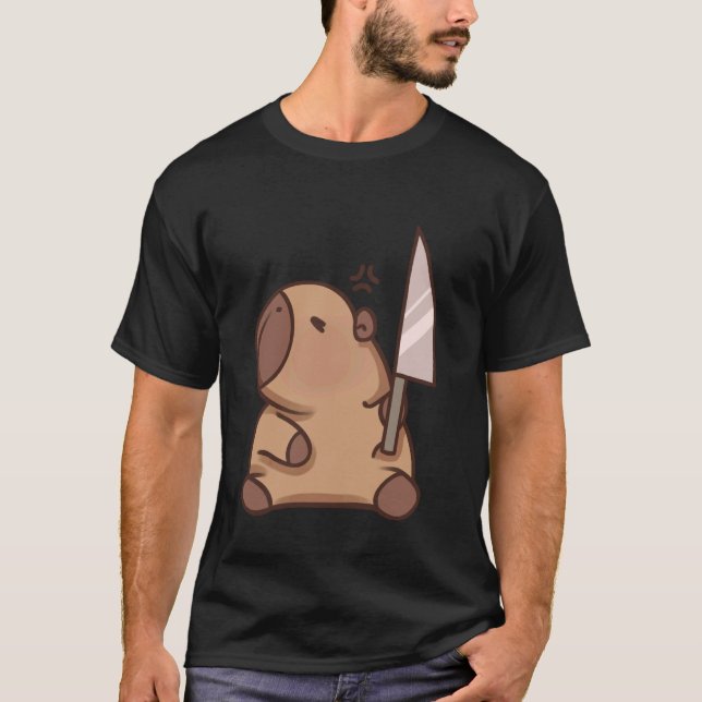 Capybara mit Knife T-Shirt (Vorderseite)