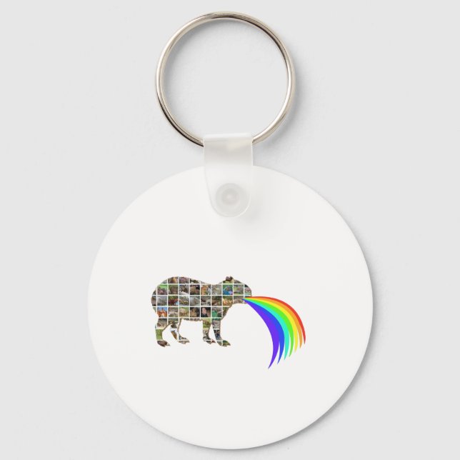 Capybara mit Regenbogen Schlüsselanhänger (Vorderseite)