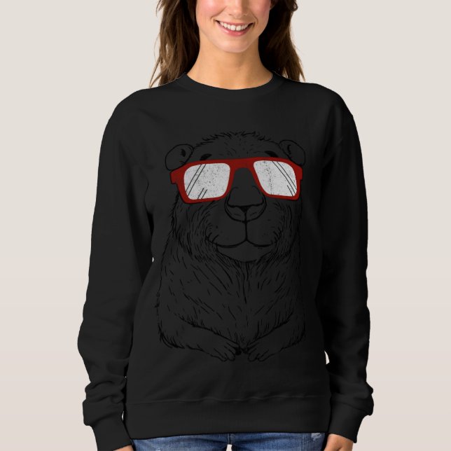 Capybara mit roter Brille  Nagetier Capibara Sweatshirt (Vorderseite)