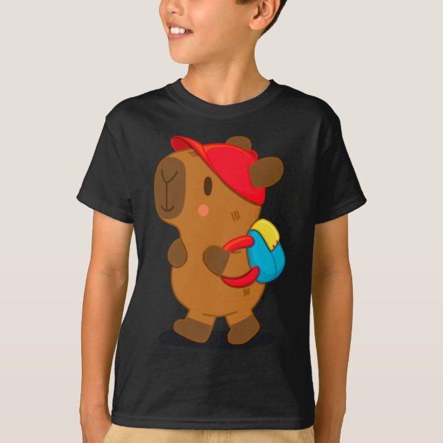 Capybara mit Rucksack T-Shirt (Vorderseite)