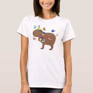 Capybara mit Schmetterlingen süße Tier T-Shirt