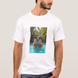 Capybara mit Sonnenbrille im T - Shirt