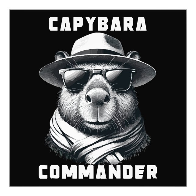 Capybara mit Sonnenbrille Kapitän Fotodruck (Vorne)