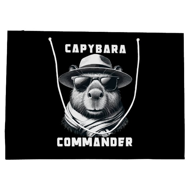 Capybara mit Sonnenbrille Kapitän Große Geschenktüte (Rückseite)