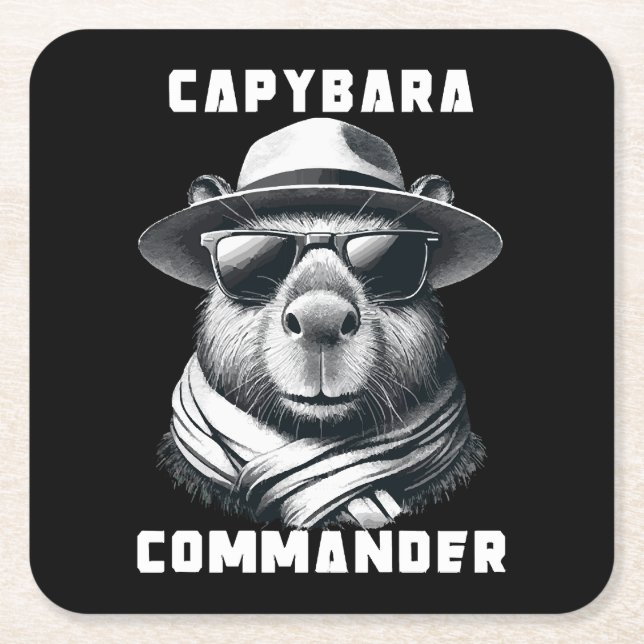 Capybara mit Sonnenbrille Kapitän Rechteckiger Pappuntersetzer (Vorderseite)