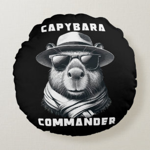 Capybara mit Sonnenbrille Kapitän Rundes Kissen