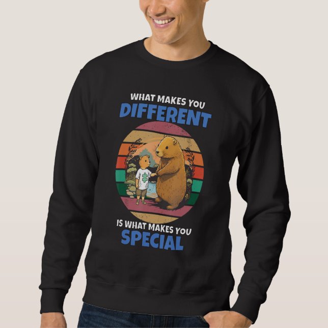 Capybara Mom and Child Puzzle Autism Awareness Mon Sweatshirt (Vorderseite)