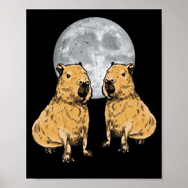 Capybara Moon Funny Capybaras Poster (Vorne)