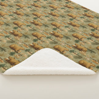 Capybara Morgenkaffee Frühstück Botanische Kunst Sherpadecke