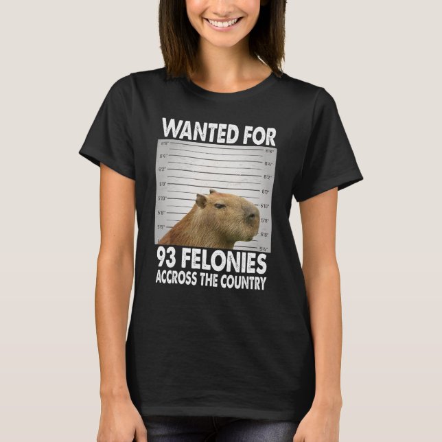 Capybara Mugshot Wollte für 93 Felonies auf der ga T-Shirt (Vorderseite)