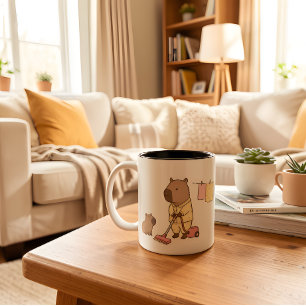 Capybara-Mutter-Tasse Süßes & gemütliches Gesche Zweifarbige Tasse
