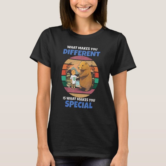 Capybara-Mutter-und-Kind-Puzzle Autismus-Bewusstse T-Shirt (Vorderseite)