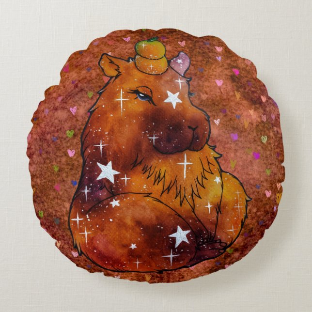 Capybara named Dream Rundes Kissen (Vorderseite)