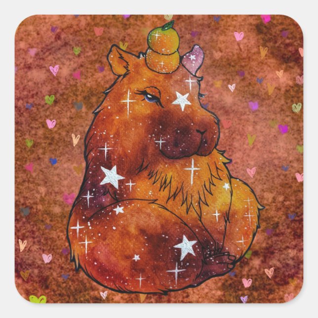 Capybara namens Dream Quadratischer Aufkleber (Vorderseite)
