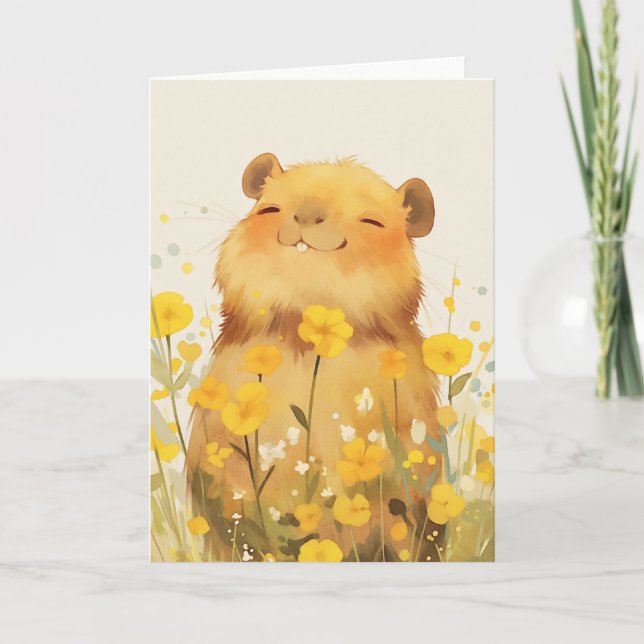 Capybara Niedlich Smile Karte (Vorderseite)