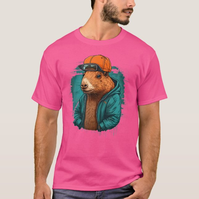 Capybara Niedlich und lustig Capybara Rap Dj Anges T-Shirt (Vorderseite)