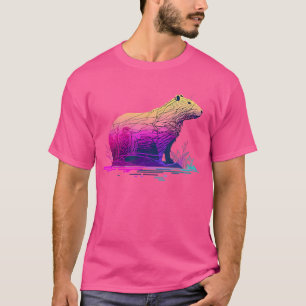 Capybara Niedliche und sonnige Capybara Vaporwave T-Shirt