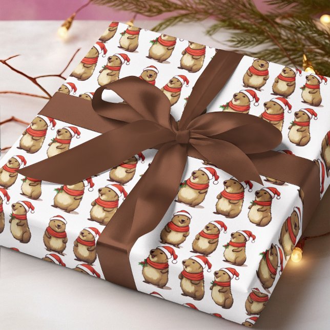 Capybara Niedliches Weihnachtsmuster Geschenkpapier (Von Creator hochgeladen)
