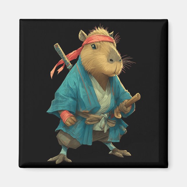 Capybara Ninja Samurai Japan Funny Japanese Graphi Magnet (Vorne)