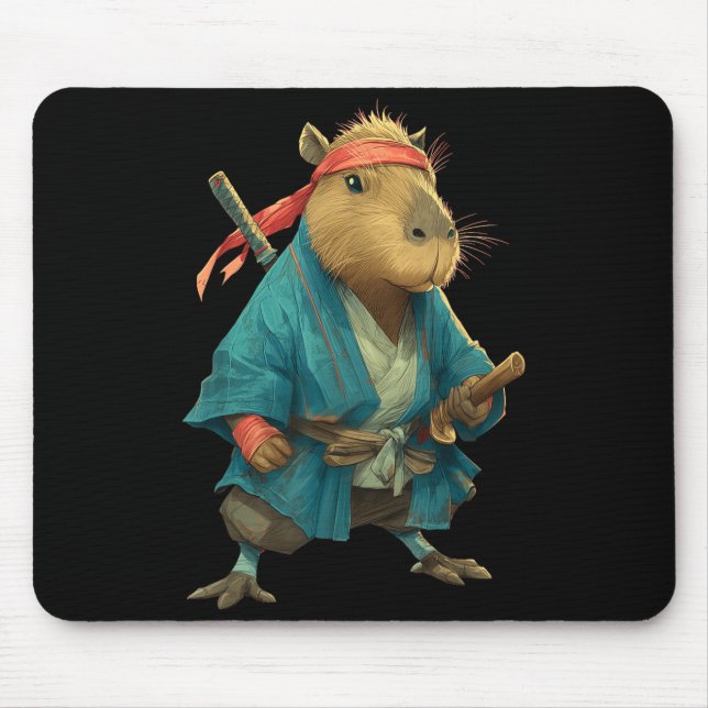 Capybara-Ninja-Samurai-Japan-Lustiges-Japanisches- Mousepad (Vorne)