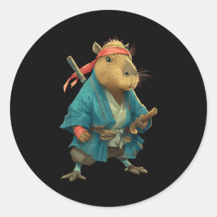 Capybara-Ninja-Samurai-Japan-Lustiges-Japanisches- Runder Aufkleber