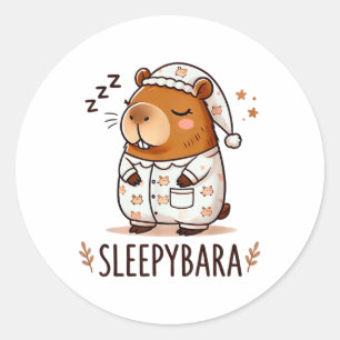 Capybara Offiziell Sleep Pajamas Nachtgown Sleepyb Runder Aufkleber