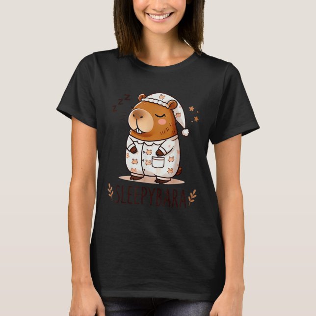 Capybara Offiziell Sleep Pajamas Nachtgown Sleepyb T-Shirt (Vorderseite)