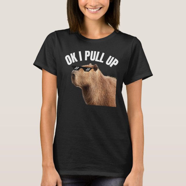 Capybara OK I Pull Up Rodent Animal Respektdroke T-Shirt (Vorderseite)
