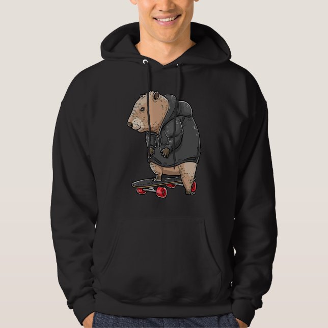 Capybara On A Skateboard Rodent Skater Skateboarde Hoodie (Vorderseite)