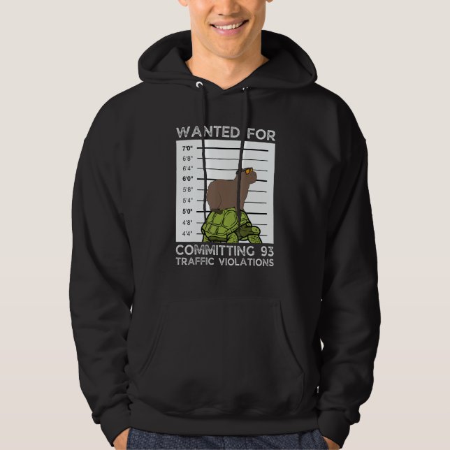 Capybara On Tortoise Wanted Mugshot Hoodie (Vorderseite)