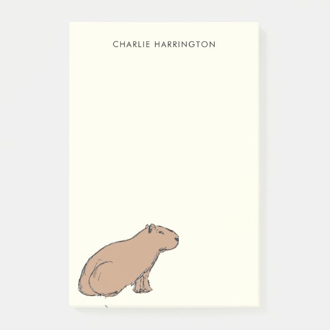 Capybara Original Kunst Niedlich HandGezeichnet Ti Post-it Klebezettel (Vorderseite)