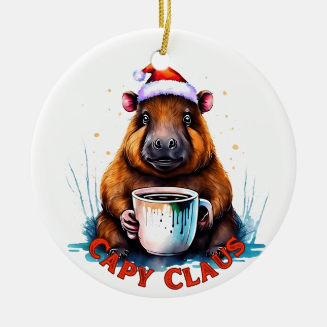 Capybara Ornament, Capybara Weihnachten, Geschenk  Keramik Ornament (Vorne)