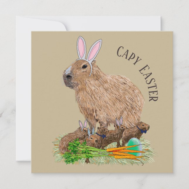 Capybara Ostern Niedlich Bunny Funny Einladung (Vorderseite)