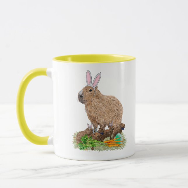 Capybara Ostern Süßes Kaninchen Lustig Tasse (Links)