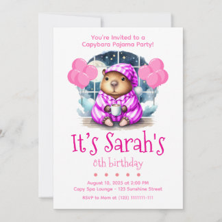  Capybara Pajama Birthday Party Invitation  Einladung