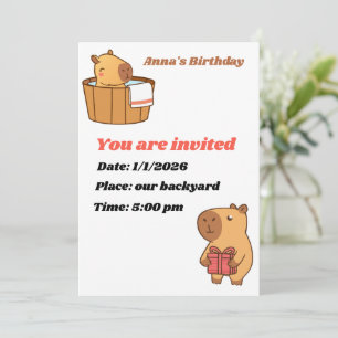 Capybara-Party Einladung Niedliche Geburtstag