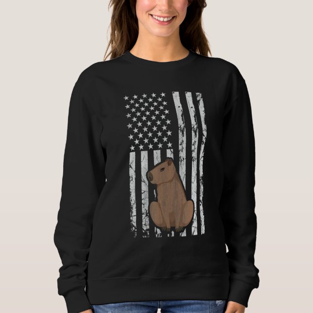 Capybara Patriotic American Flag Vintage Sweatshirt (Vorderseite)
