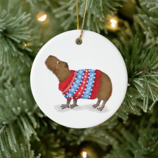 Capybara personalisierte Weihnachtsbaumdekoration Keramik Ornament (Baum)