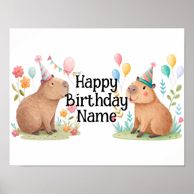 Capybara personalisierter Geburtstag Poster (Vorne)