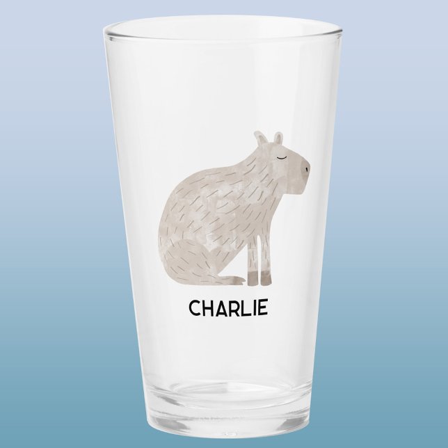 Capybara Personenname Glas (Fun Capybara personalized name glass tumbler or beer glass)