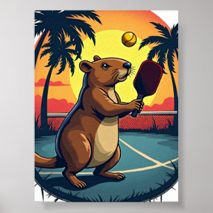 Capybara-Pickleball-Club Retro-Logo Vintage Athlet Poster