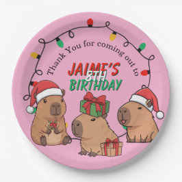 Capybara Pink Weihnachten Geburtstag Pappteller