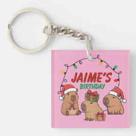 Capybara Pink Weihnachten Geburtstag Schlüsselanhänger