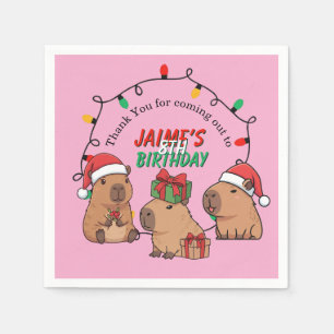 Capybara Pink Weihnachten Geburtstag Serviette