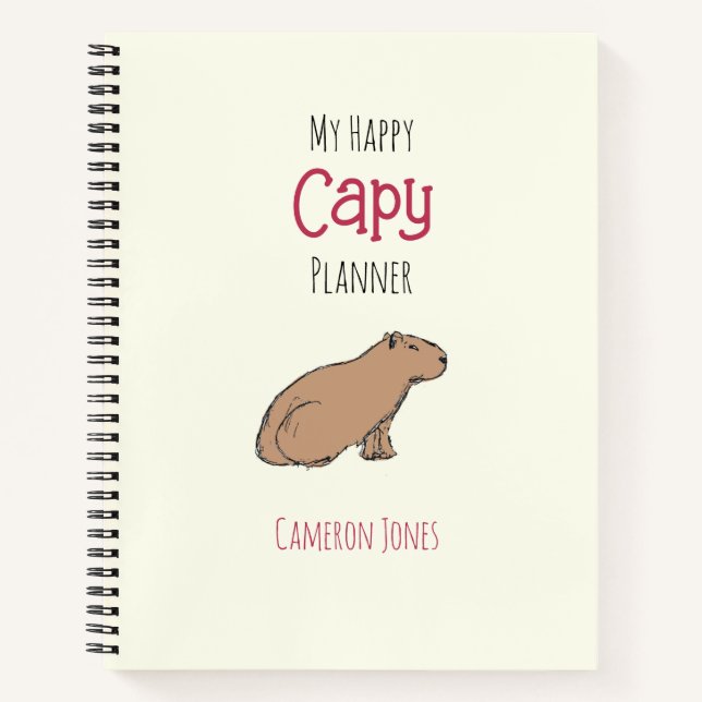 Capybara Planner Niedlich Chill HandGezeichnet Tie Notizbuch (Vorderseite)