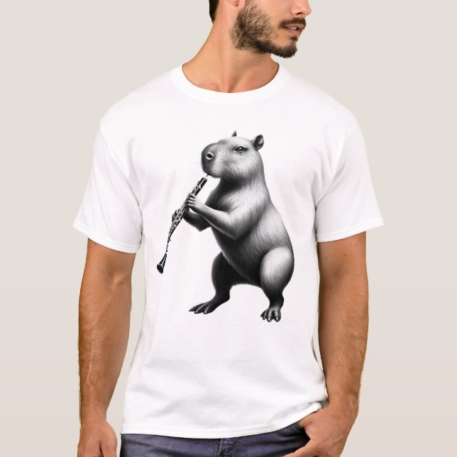Capybara Playing Oboe Oboist Oboe Player T-Shirt (Vorderseite)
