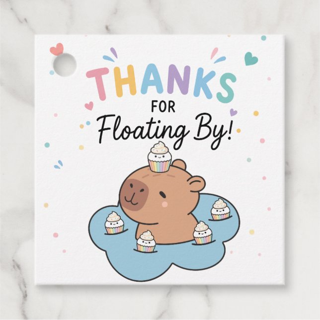 Capybara-Poolparty-Dankeschön Geschenkanhänger (Vorderseite)