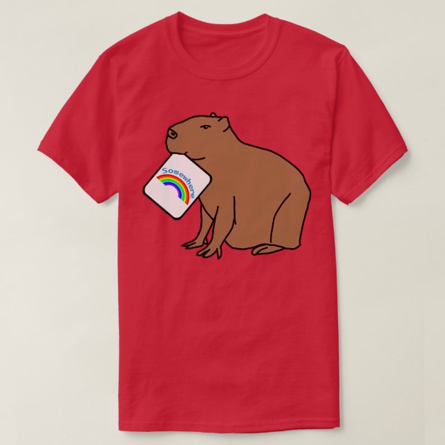 Capybara Puns mit Irgendwo Regenbogen T-Shirt (Design vorne)